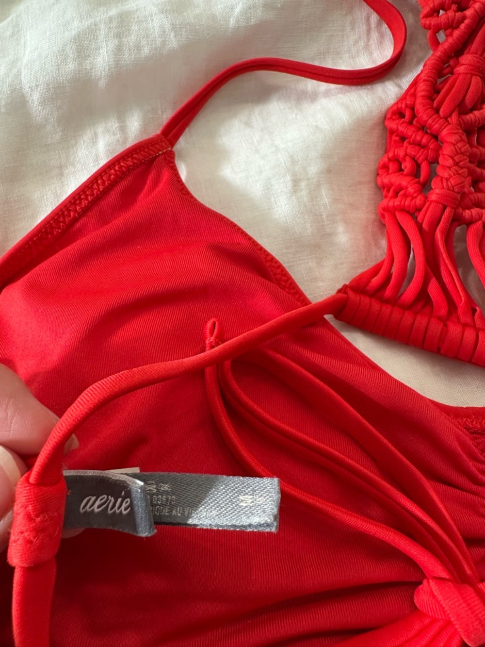 aerie Bright Red Crochet-Back Bralette - Picture 3 of 3